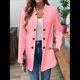 thumbnail image 5 of Blazer de Mujer con Cuello Alto, Informal, de Larga, Cruzado, Elegante, para Oficina y Negocios Rosa L, 5 of 9