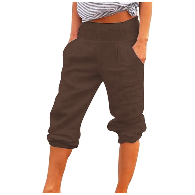 Pantalones Sueltos de Pierna Ancha Para Mujer Pantalones de Lino de Algodón Pantalones Rectos Pantalones Casuales Odeerbi ODB-6
