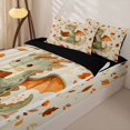 thumbnail image 3 of Homewish Cute Dino Zipper Twin Comforter Sets with Fitted Sheet and 2 Pillowcases,Autumn Leaves Zipper Bedding Set,Brown,Black Reversible,4pcs, 3 of 8
