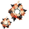 thumbnail image 3 of 1 PCS Fall Halloween Wreath,Candle Rings Wreath,Mini Wreath Pillar Candle Holder, Table Centerpiece Cabinets Wreath,for Thanksgiving Farmhouse Autumn Party Home Window Indoor Decoration, 3 of 3