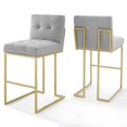 thumbnail image 2 of Modway Privy Gold Stainless Steel Performance Velvet Bar Stool Set of 2 in Gold Light Gray, 2 of 4