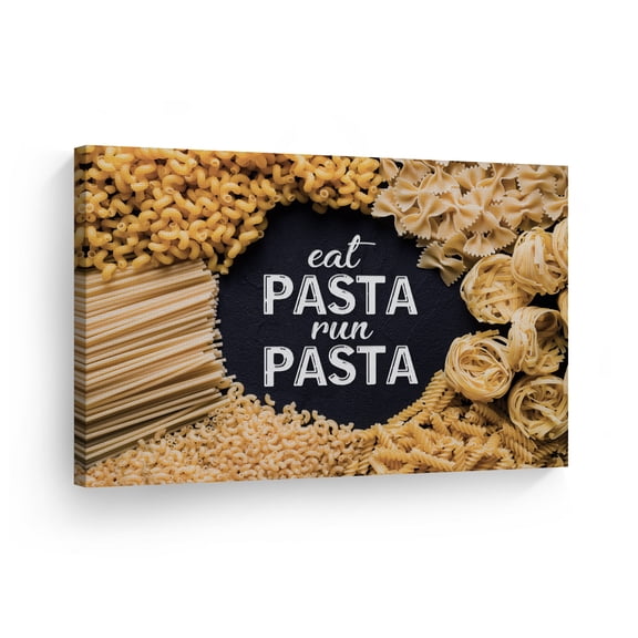 Smile Art Design Eat Pasta Run Pasta Quote Kitchen Canvas Wall Art Print Restaurant Cafe Dining Room Farmhouse Decor Modern Housewarming Gift Ready to Hang 8x12