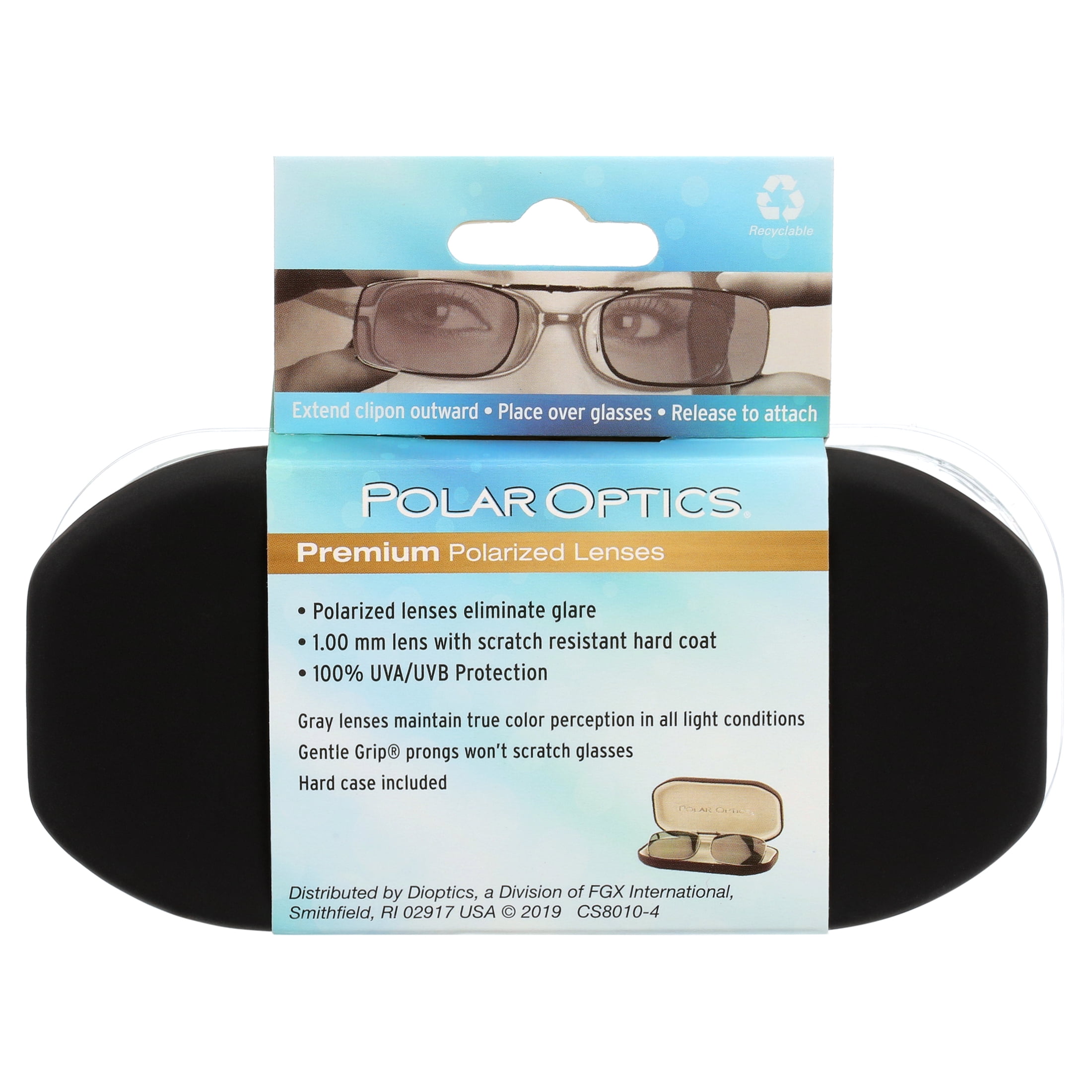 Polar Optical Optics Unisex REC 19 gm 56 Plastic Clipons Sunglasses Gray
