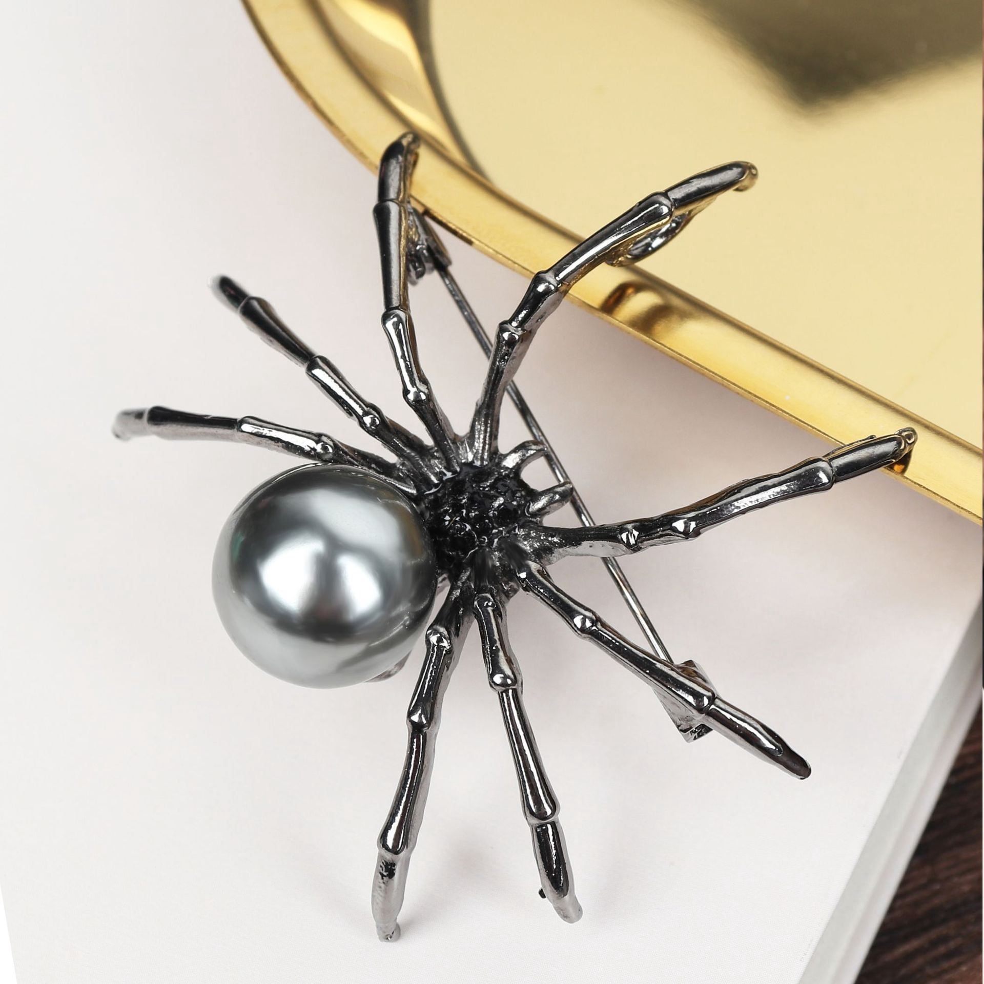 Broche Araignée Métal - Accessoire Halloween, Déguisement Sorcière - Cadeau Original Homme Femme