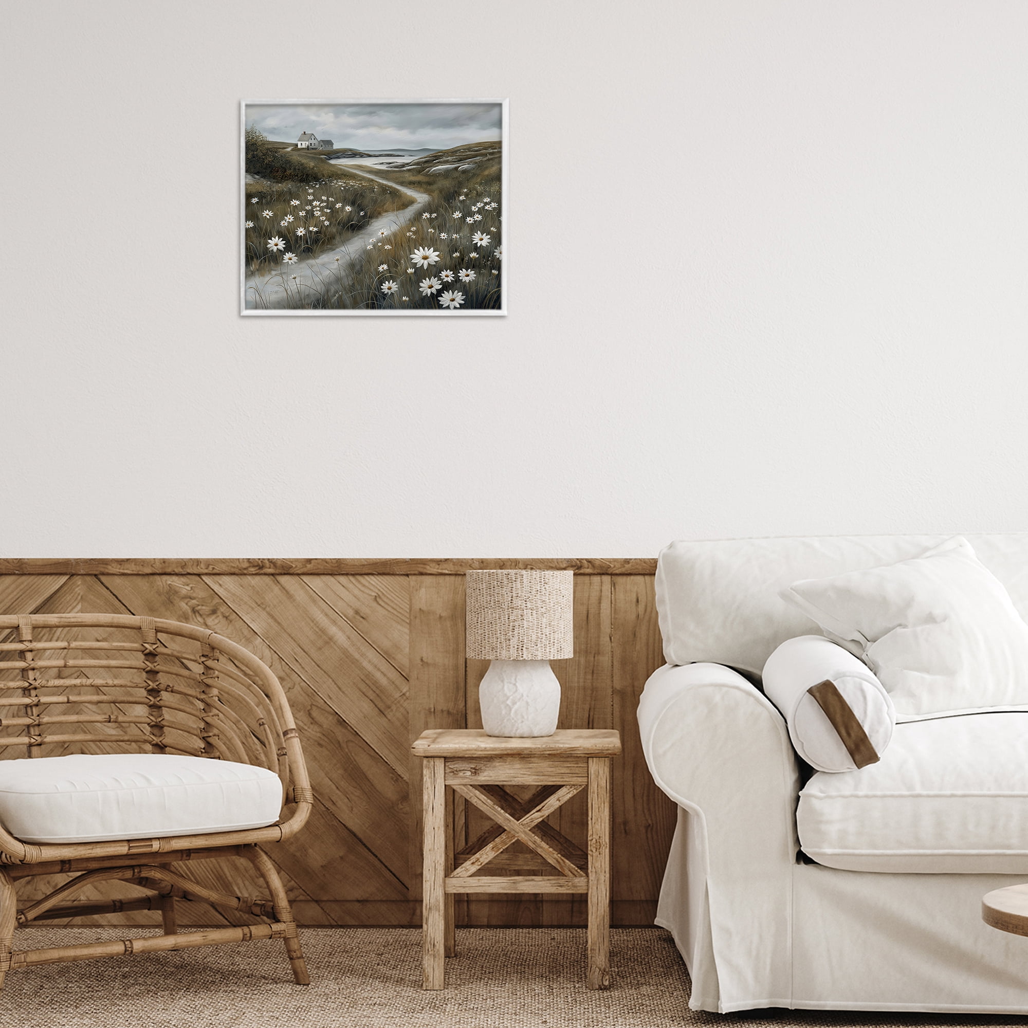 Stupell Industries Daisies Along Coastal Path White Framed Giclee Art, design by Imagine It Images