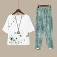 thumbnail image 2 of Women 2 Piece Outfits Sets Summer Fashion Print Casual Loose Fitting Crew Neck Short Sleeve Top Pants Two Piece Set, 2 of 7