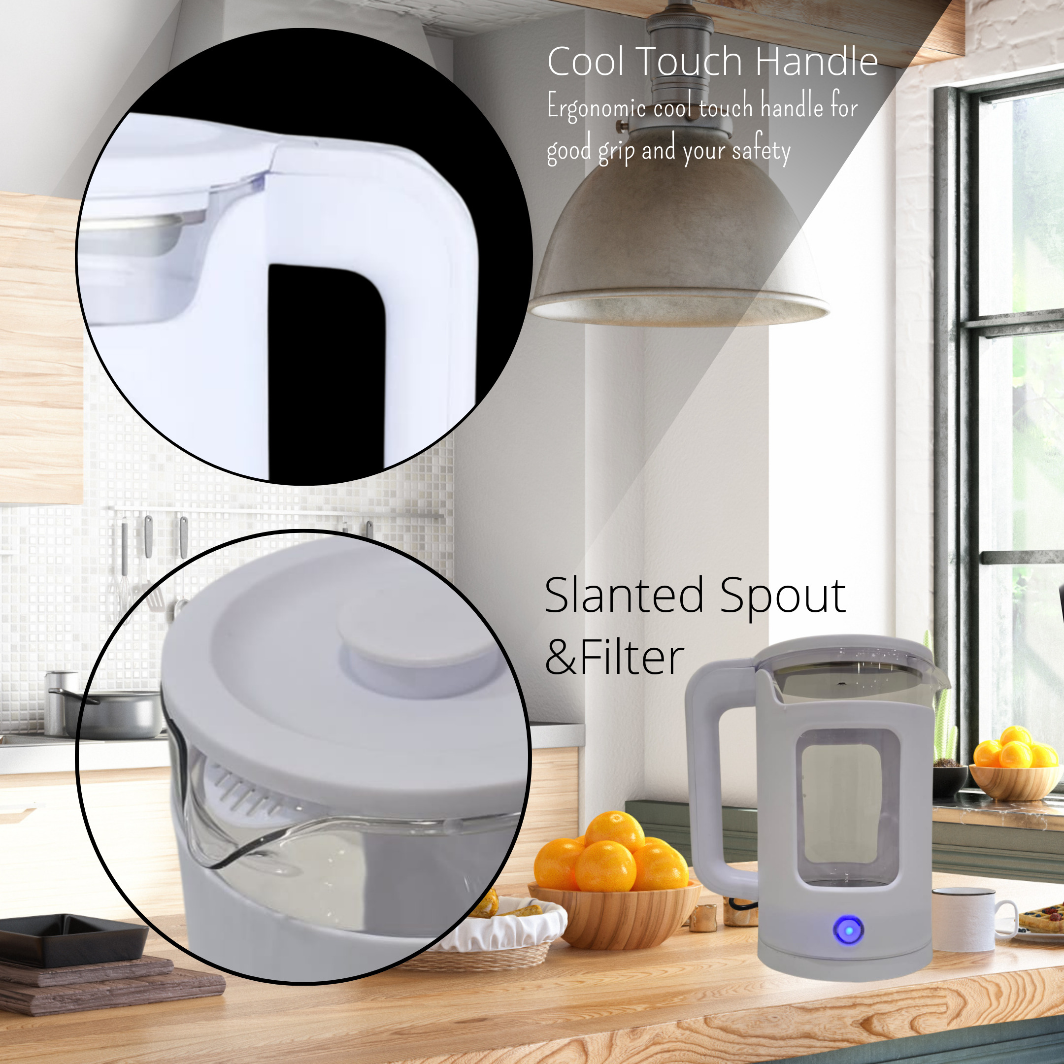 Boil Water Boiler Electric Kettle For Coffee & Tea - 1.8L glass