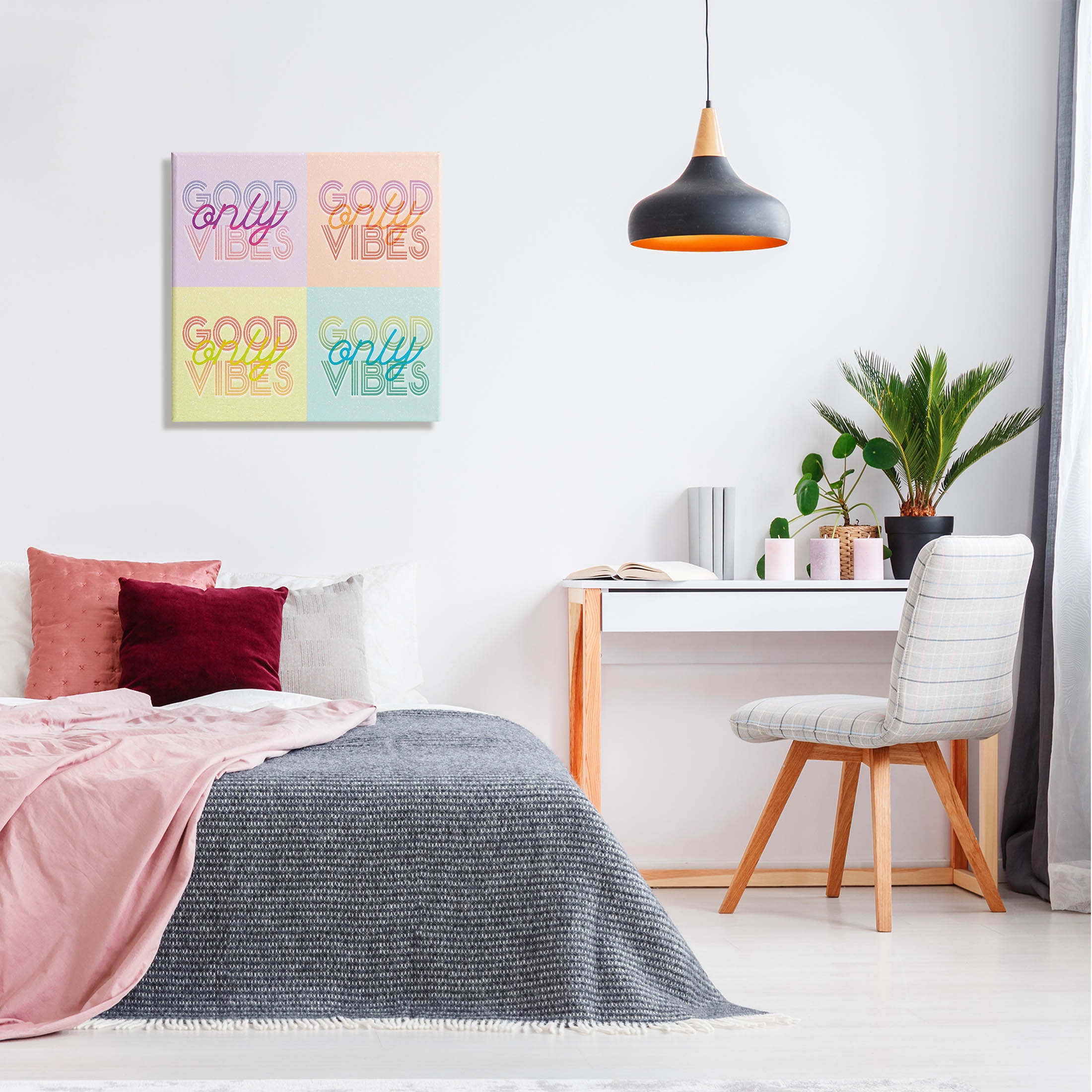 Stupell Industries Pop Style Good Vibes Only Graphic Art Gallery Wrapped Canvas Print Wall Art, Design by Lil' Rue