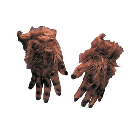 Brown Werewolf Monster Animal Hairy Hand Jacob Gloves Halloween Accessory Adult