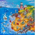 thumbnail image 2 of Bell, Bill 12x12 Black Ornate Wood Framed with Double Matting Museum Art Print Titled - Holy Cats By The Sea, 2 of 4