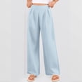 thumbnail image 5 of Women's Wrinkle-Free Pleated High Waisted Business Casual Wide Leg Dress Pants 2026 Blue M, 5 of 5