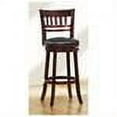 thumbnail image 3 of Weston Home Vertical Design Swivel Dark Cherry Finish Wood Bar Height Stool, Black Faux Leather, 3 of 4