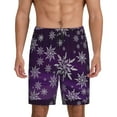 thumbnail image 1 of Balery Snowflake Gradient Purple Pantalones cortos de pijama de punto de algodón para hombre con cinturilla y bolsillos-Medium, 1 of 6