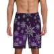 thumbnail image 1 of Balery Snowflake Gradient Purple Pantalones cortos de pijama de punto de algodón para hombre con cinturilla y bolsillos-4X-Large, 1 of 6