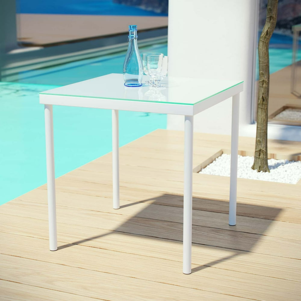 Modway Harmony Outdoor Patio Aluminum Side Table in White