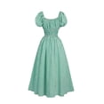 thumbnail image 2 of KICILVS Renaissance Costume Women Puff Sleeve Vintage Gingham Plaid Dress Empire Waist U Neck Casual Halloween Swing Dress, 2 of 6