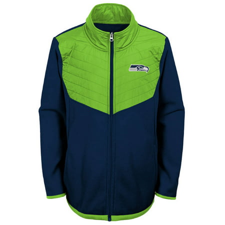 Youth College Navy/Neon Green Seattle Seahawks Polar Full-Zip (Best Jacket For Seattle)