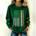 thumbnail image 3 of St. Patrick's Day Waffle Knit Hoodies for Women, Green Clover Shamrock Print Long Sleeve Pullover, 3 of 5