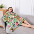 thumbnail image 5 of Oversized Wearable Blanket Hoodie,Boxer Dog and Flower Florals Sherpa Blanket Hoodie with Super Pockets,Super Warm Fuzzy Pullover for Women & Men, 5 of 6