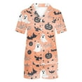 thumbnail image 5 of Tnhcen Women's 2025 Halloween Pajama Set Short Sleeve Collared Button Up Shorts Comfortable Loungewear Soft Home Wear S-2XL Multiple Colors Available Rose Gold, 5 of 8