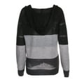 thumbnail image 3 of Women's Hooded Casual Sweater Color Block Knitted Loose Fitting Pullover with Drawstring Hood, 3 of 8