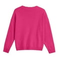 thumbnail image 5 of 2026 Women Fashion Sweater Elegant Lace Trim V Neck Knitted Long Sleeve Cropped Fall Sweaters Hot Pink, 5 of 6