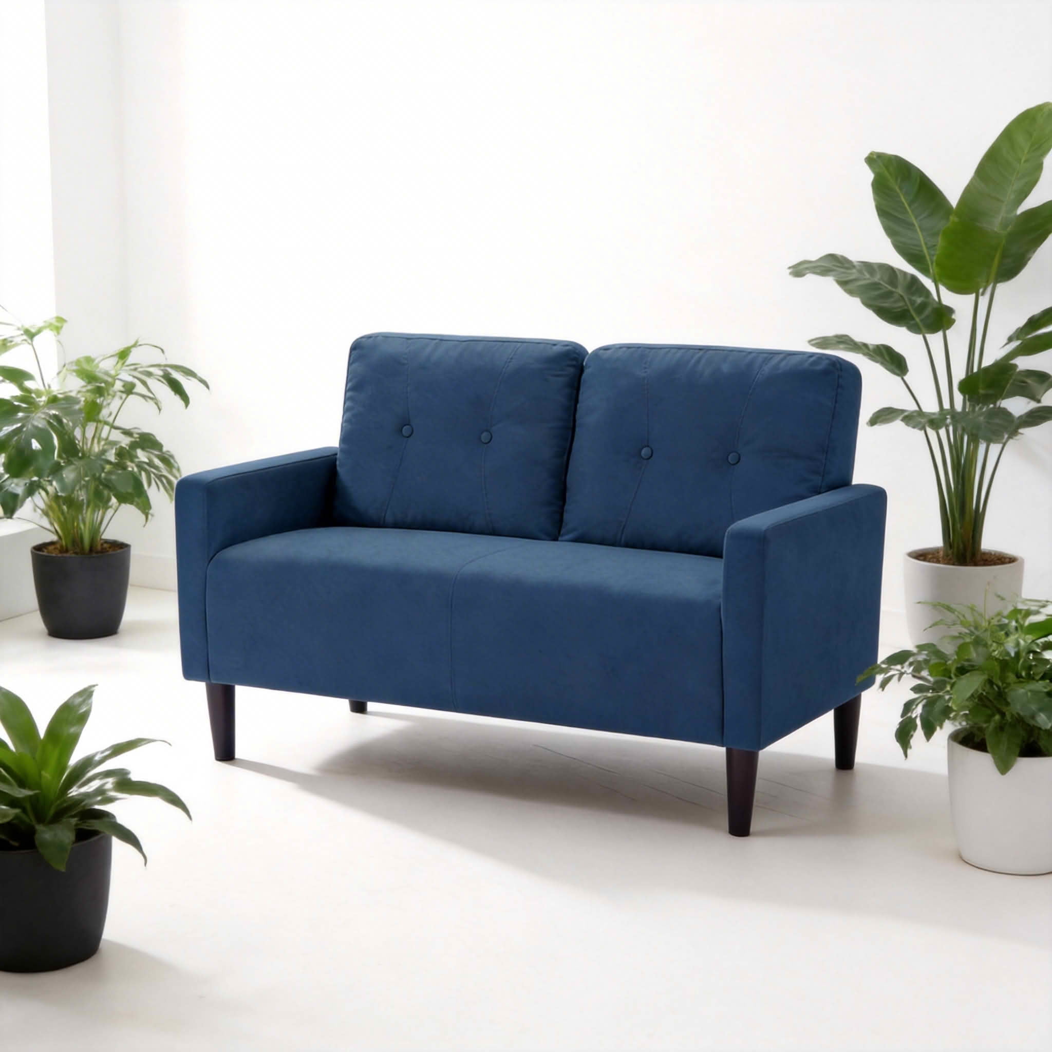 MAYEERTY 50.79" Modern Loveseat Sofa, 2-Seater Linen Blend Couch with Removable Back Cushions, Solid Wood & Metal Frame for Small Spaces