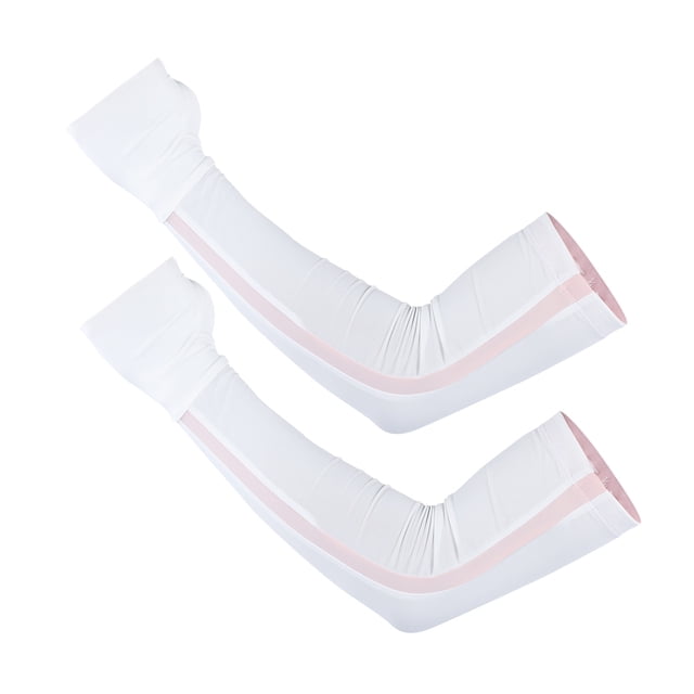 Mangas deportivas de medio dedo para actividades al aire libre, calentadores de brazos unisex con protección UV, color blanco M