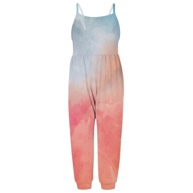 Plebaso Combinaison à Bretelles pour Bébé Filles Dégradé de Couleurs Pantalons Vêtements d'Été pour Bébé