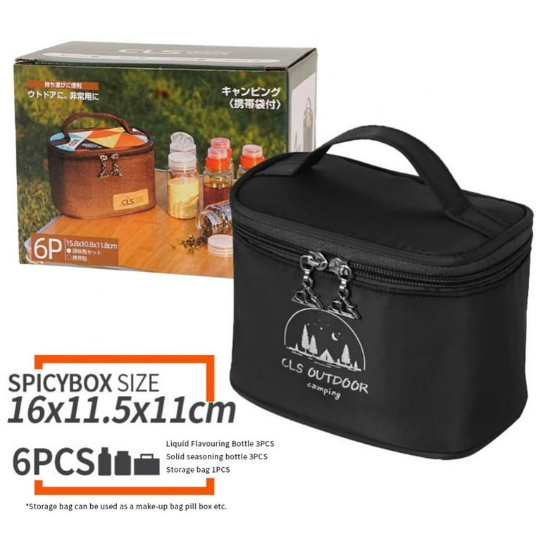 Portable Camping Spice Kit With 6 Jars Seasoning Storage Bag - Temu