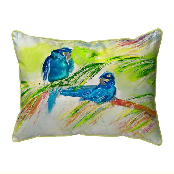 Betsy Drake Interiors Two Blue Parrots Large Indoor/Outdoor Pillow 16x20