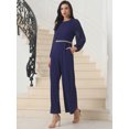 thumbnail image 2 of DARING DIVA Women's Cocktail Long Sleeve Beaded Wide Leg Jumpsuits X-Large Dark Blue, 2 of 5