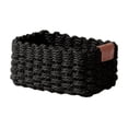 thumbnail image 2 of Natural Woven Rope Storage Basket Black Plastic Wicker Organizer for Bathroom Bedroom Kitchen Office Sundries, 2 of 6