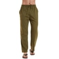 thumbnail image 3 of QPNGRP Men's Casual Pants Cotton Linen Loose Open Bottom Classic Relaxed Fit Running Trousers Pockets Armygreen XXL, 3 of 7