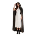 thumbnail image 2 of Anmrize Women's Hooded Velvet Cape, Medieval Renaissance Cloak, Gold Trim Halloween Costume, Medieval Cloak With Hood Wizard Cloak Halloween Renaissance Hooded Cape for Man and Women, Black L, 2 of 6