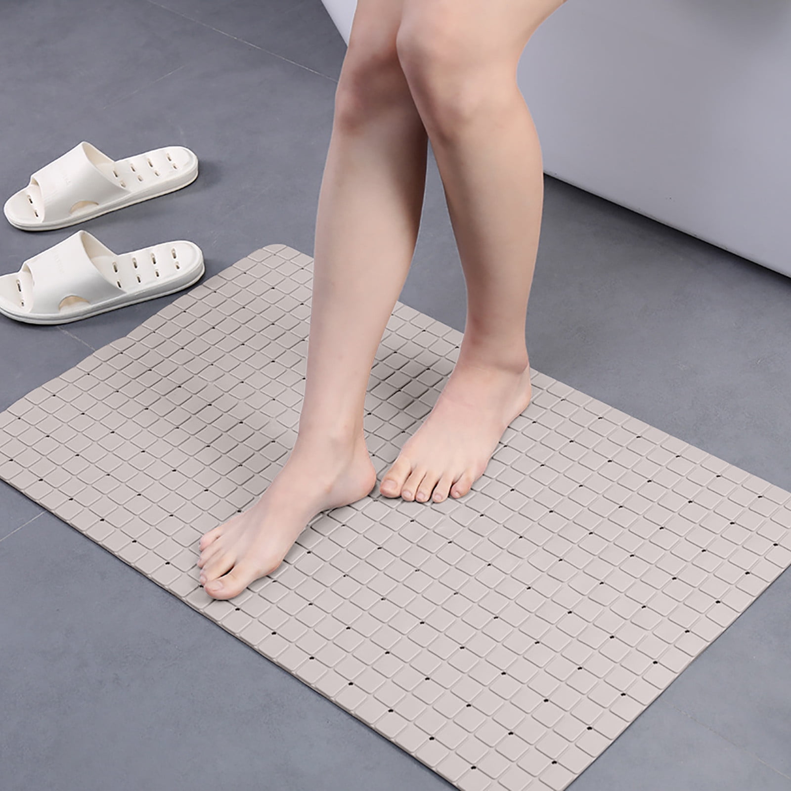Silicone Bathtub & Shower Mat, Kinbear 16X40 Inch Non Slip Tub Mats with  Strong Suction Cups Drain Holes Extra Large Soft Bath Mat for Bathroom  Accessories Machine Washable - Grey 