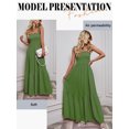 thumbnail image 6 of Xuanfei Women Solid Color Smocked Bodice Sleeveless Ruched Design High Waist Maxi Cami Dress, 6 of 7