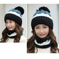 thumbnail image 2 of WEISIPU 2Pcs/Set Winter Women Hat and Scarf Set Soft Warm Pompoms Cable Beanie Hat Knitted Cap Thick Neck Scarf, 2 of 5