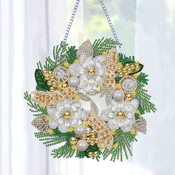 Guirnalda de decoración de pared de diamantes DIY 5D, Navidad para el hogar, ventana, puerta, decoración, regalo Hugtrwg Para estrenar