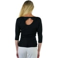 thumbnail image 2 of ToBeInStyle Women's Bow-Back 3/4 Sleeve Top with Side Shirring, 2 of 7