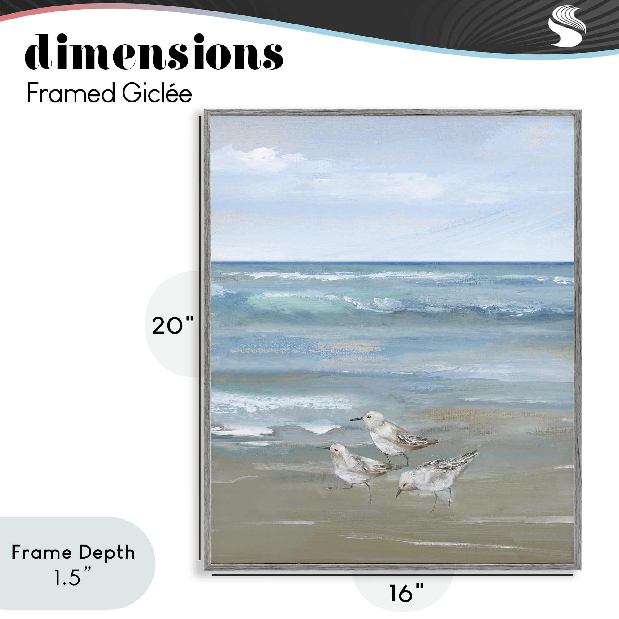 Stupell Industries Sanderlings on Gentle Waves Gray Framed Giclee Art, design by Nan
