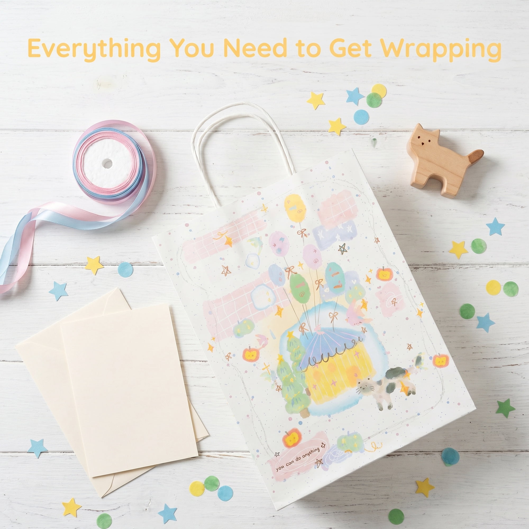 Unique Bargains 6Pcs Thick Paper Gift Bags with Handles Balloon 8.3" x 4.3" x 10.6"