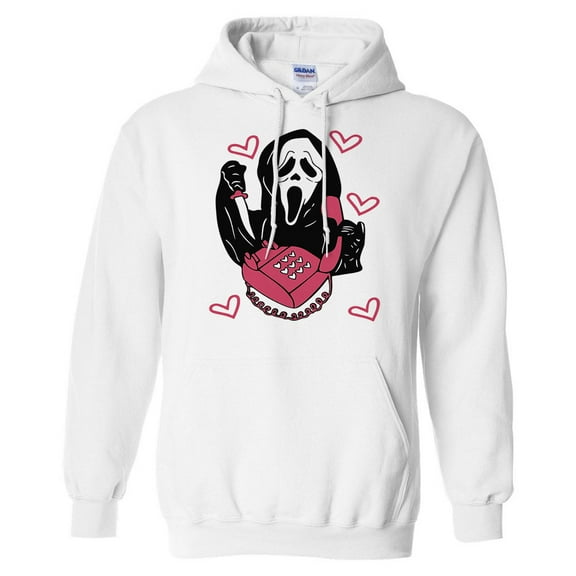 Ghost Telephone Hoodie Sweatshirt Unisex Large White