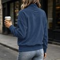 thumbnail image 5 of Wxolcjlv Solid Ribbed Quarter Zip Sweatshirts for Women Stand Collar Long Sleeve Tops, 5 of 9