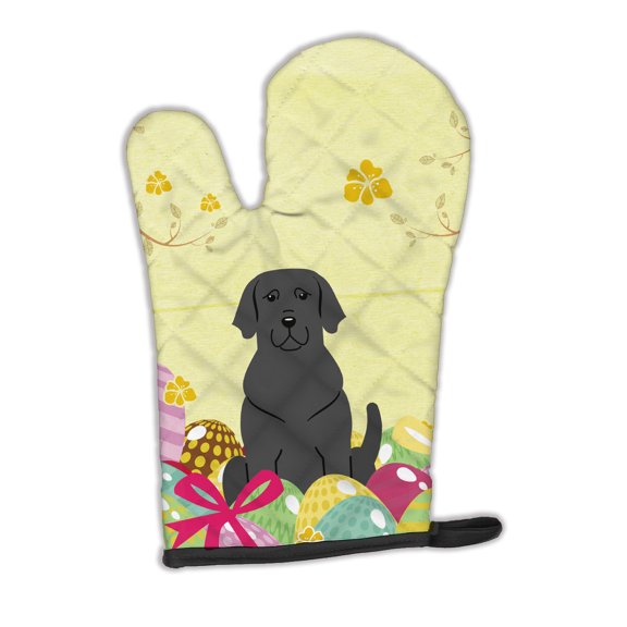 Carolines Treasures BB6057OVMT Easter Eggs Black Labrador Oven Mitt Large multicolor