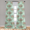 thumbnail image 4 of Ambesonne Floral Curtains, Roses Circles Lines Romantic, Pair of 28"x84", Pale Ruby Peacock Green, 4 of 5