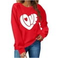 thumbnail image 7 of Fewfanhot Women's Tops, Tees & Blouses Valentine's Day Love Heart Print Long Sleeve Crewneck Casual Cute Red Sweatshirt, 7 of 7