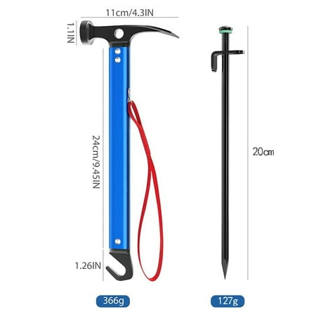 

8Pcs Tent Pegs Stakes Heavy Duty Tent Stakes Light Tent Mallet Hammer for Camping Hiking Backpacking Gardening