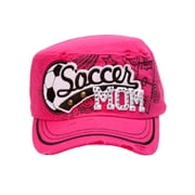 TopHeadwear Soccer Mom Distressed Adjustable Cadet Cap - Hot Pink