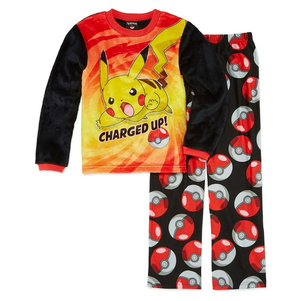 Pokemon Garçons' Attrape 'Em Tous Luxueux Pyjama en Peluche 2 Pièces